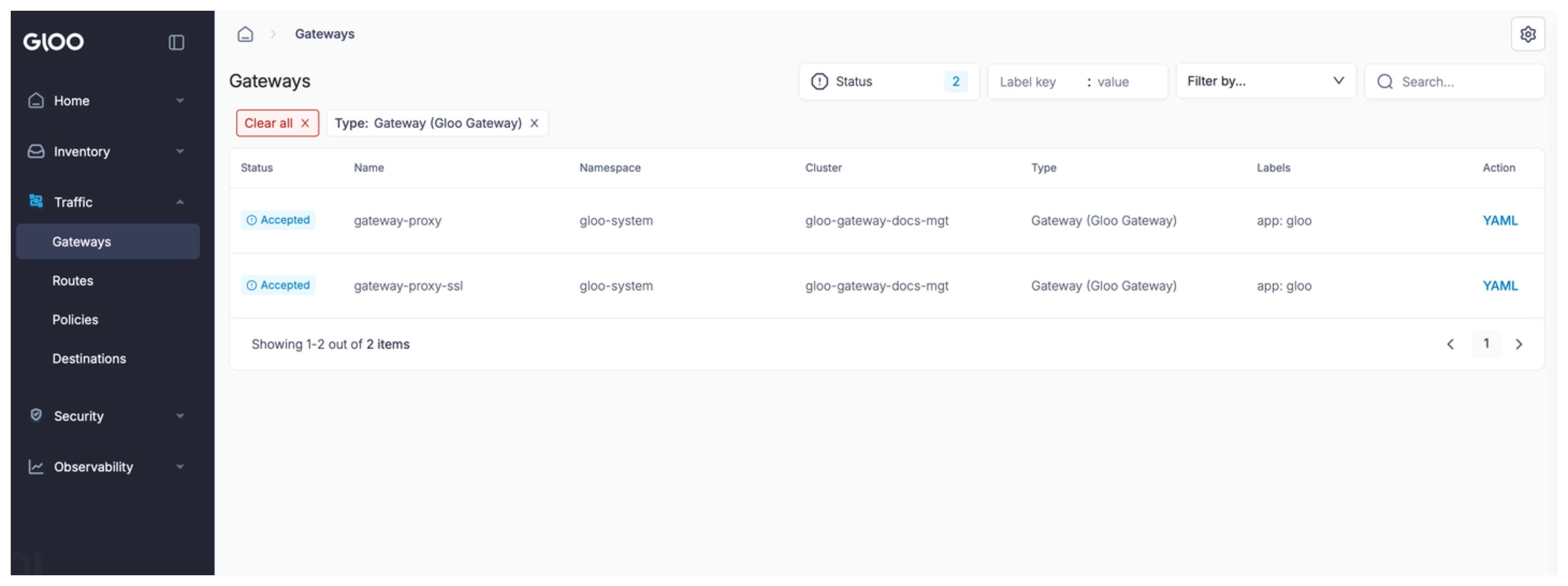 Gloo UI Gateways