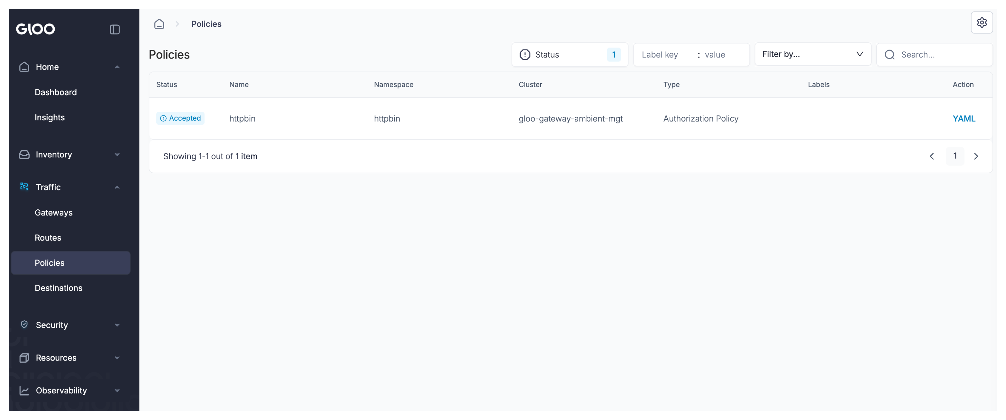 Gloo UI policies